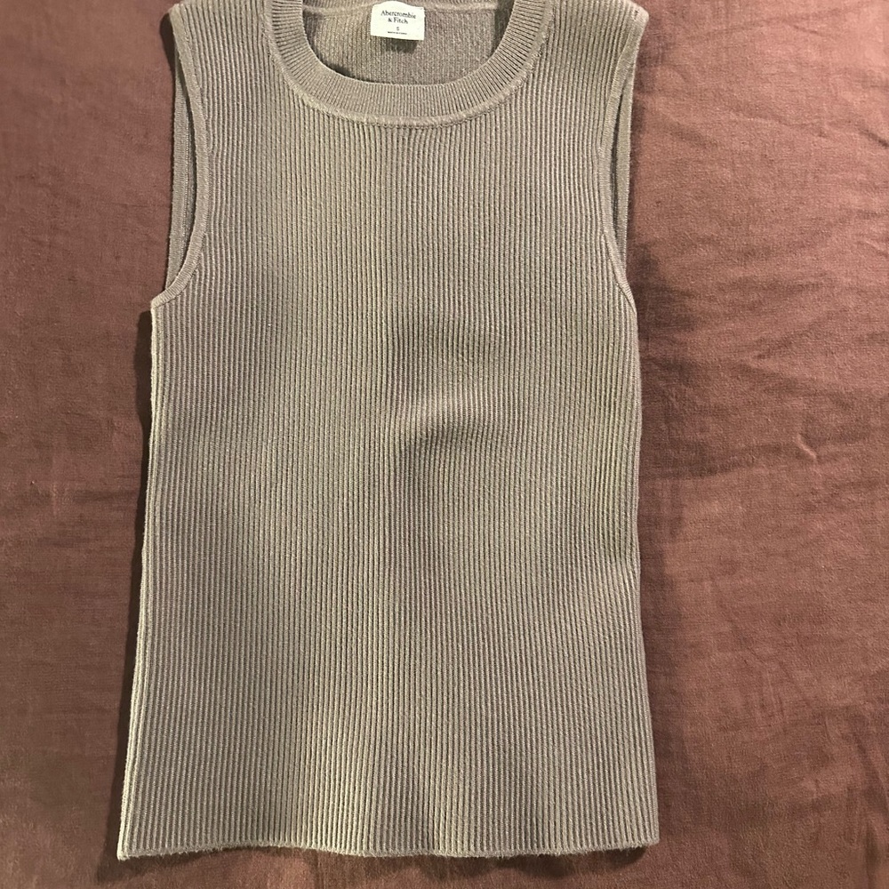 Abercrombie & Fitch Taupe Ribbed Knit Top